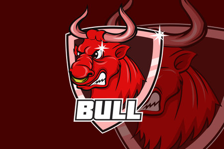 Bull head gamer mascot e sport logoのイラスト素材