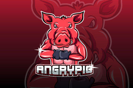 Angry pig e sport logo vectorのイラスト素材