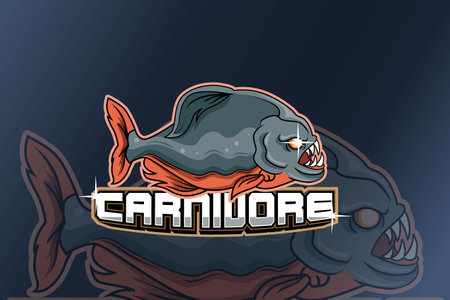 Carnivore fish e sport logoのイラスト素材
