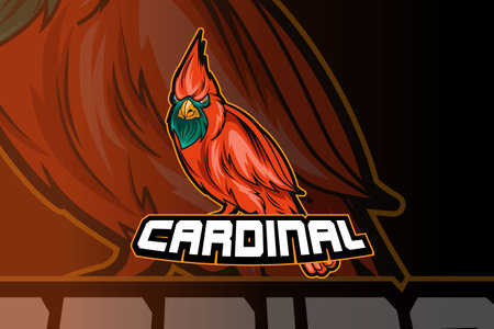 Bird cardinal e sport and sport mascot logo design in modern illustration concept for team badge, emblem and thirst printingのイラスト素材