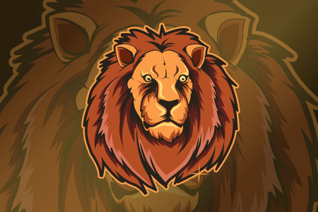 Colorful aggressive strong head lionのイラスト素材
