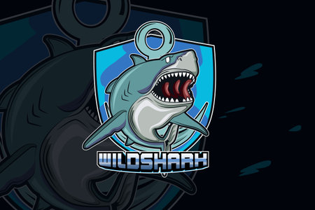 Shark e sport game logo templateのイラスト素材