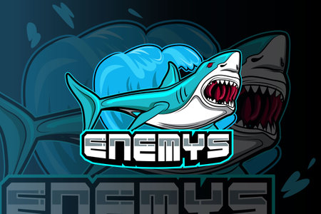 E sports team logo template with sharkのイラスト素材