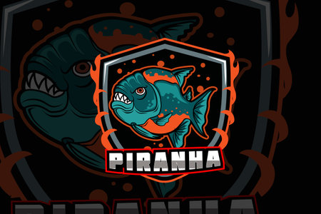 Piranha e sport logo designのイラスト素材