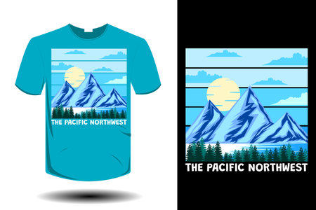 the pacific northwest mockup retro vintage designのイラスト素材