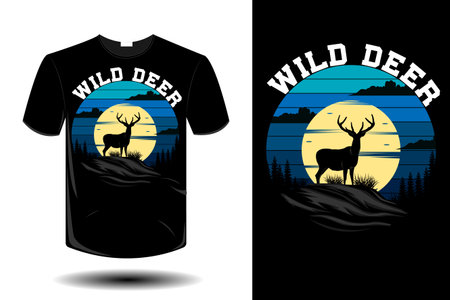 wild deer mockup retro vintage designのイラスト素材