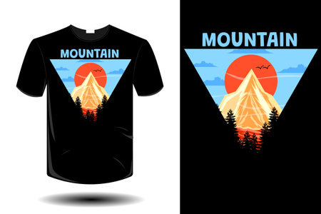 mountain mockup retro vintage designのイラスト素材