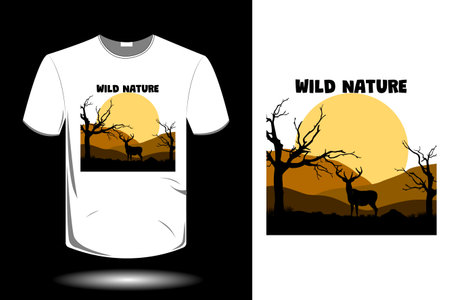 wild nature mockup retro vintage designのイラスト素材