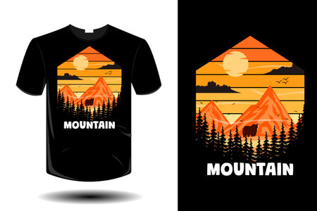 mountain mockup retro vintage designのイラスト素材