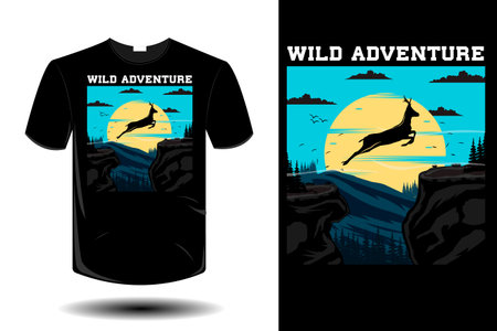 wild adventure mockup retro vintage designのイラスト素材
