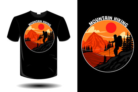 mountain hiking mockup retro vintage designのイラスト素材