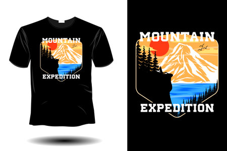 mountain expedition mockup retro vintage designのイラスト素材
