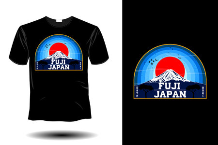 fuji japan retro vintage designのイラスト素材
