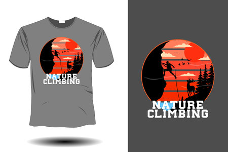 nature climbing mockup retro vintage designのイラスト素材