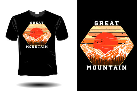 great mountain mockup retro vintage designのイラスト素材