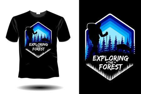 exploring the forest mockup retro vintage designのイラスト素材