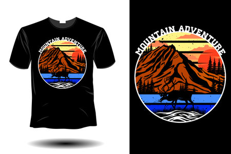 mountain adventure mockup retro vintage designのイラスト素材