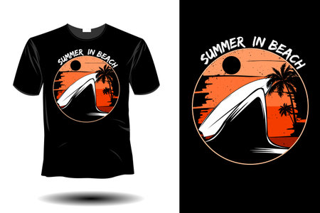summer in beach mockup retro vintage designのイラスト素材