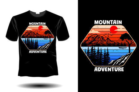 mountain adventure mockup retro vintage designのイラスト素材