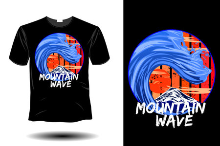 mountain wave mockup retro vintage designのイラスト素材