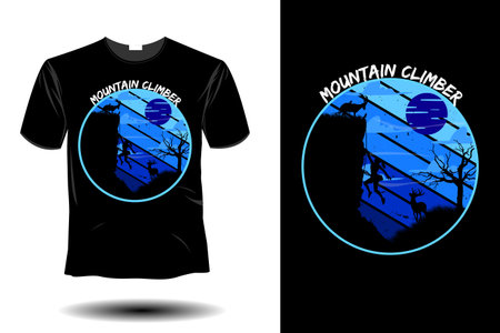 mountain climber mockup retro vintage designのイラスト素材