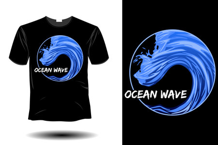 ocean wave mockup retro vintage designのイラスト素材