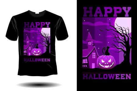 happy halloween mockup retro vintage designのイラスト素材