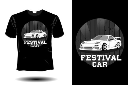 Festival car mockup retro vintage designのイラスト素材