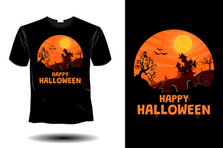 happy halloween mockup retro vintage designのイラスト素材