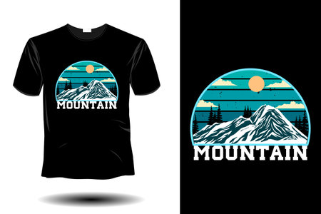mountain mockup retro vintage designのイラスト素材