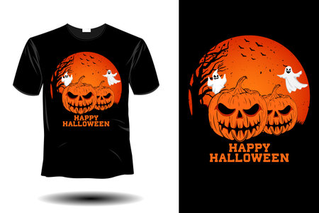 happy halloween mockup retro vintage designのイラスト素材