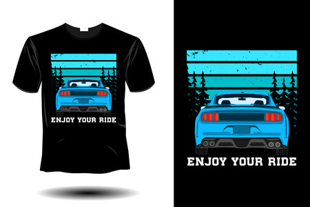 enjoy your ride mockup retro vintage designのイラスト素材