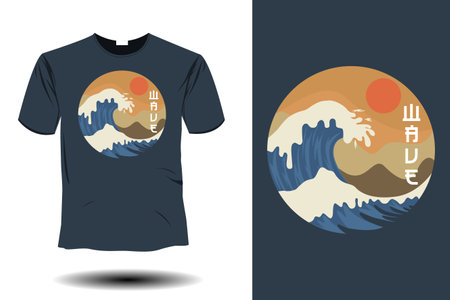 wave mockup retro vintage designのイラスト素材