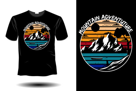 mountain adventure mockup retro vintage designのイラスト素材