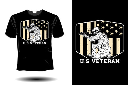 us veteran mockup retro vintage designのイラスト素材