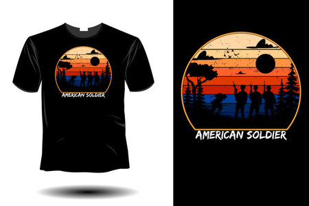 american soldier mockup retro vintage designのイラスト素材