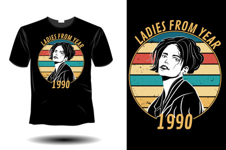 ladies from year 1990 mockup retro vintage designのイラスト素材