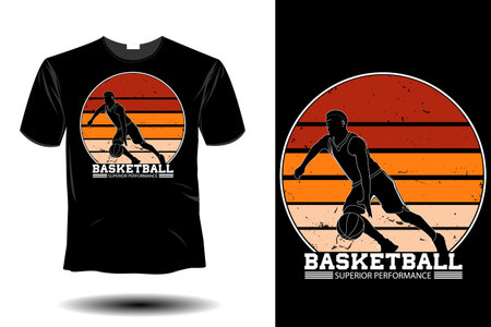 basketball superior performance mockup retro vintage designのイラスト素材