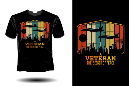 a veteran the seeker of a peace mockup retro vintage designのイラスト素材
