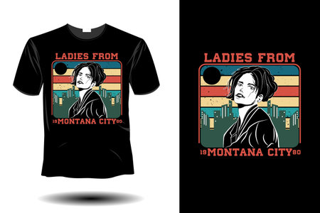 ladies from montana city 1980 mockup retro vintage designのイラスト素材