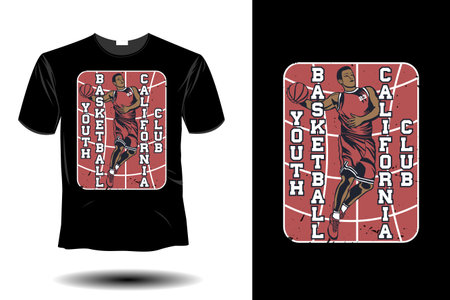 youth basketball california club mockup retro vintage designのイラスト素材