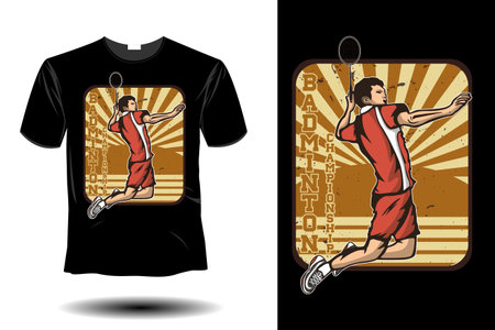 badminton championship mockup retro vintage designのイラスト素材