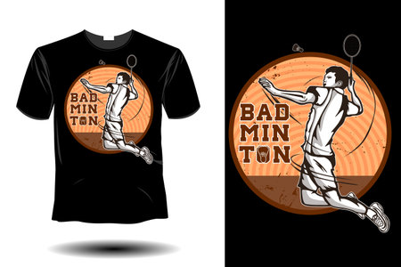 badminton mockup retro vintage designのイラスト素材