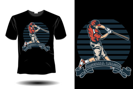 baseball league mockup retro vintage designのイラスト素材
