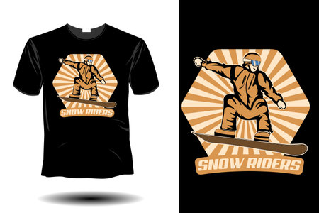 snow riders mockup retro vintage designのイラスト素材