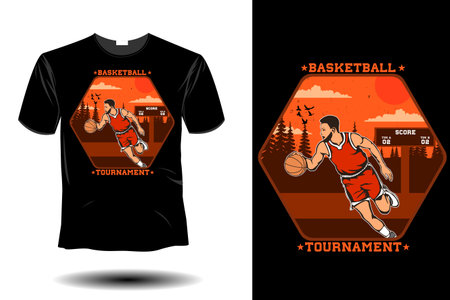 basketball tournament mockup retro vintage designのイラスト素材