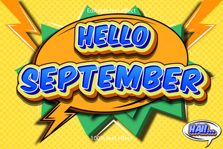 Hello september text effectのイラスト素材