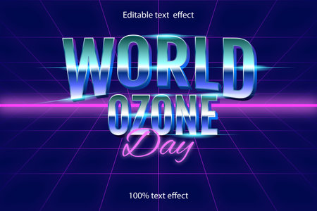 World ozone editable day text effect retro style with neonのイラスト素材