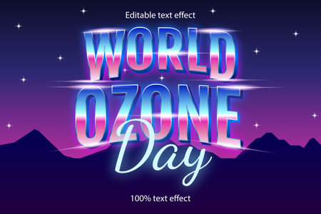 world ozone day editable text effect retro with neon styleのイラスト素材