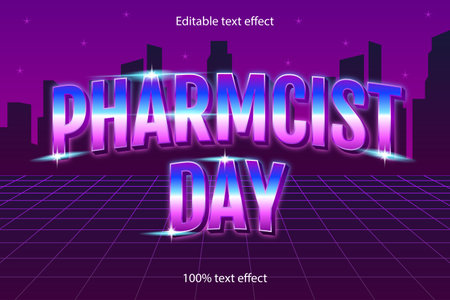 pharmacist day editable text effect retro styleのイラスト素材